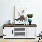 147cm White TV Stand with Closed Storage, Storage Cabinet with Adjustable Shelves, Fits Up to 65" TVs