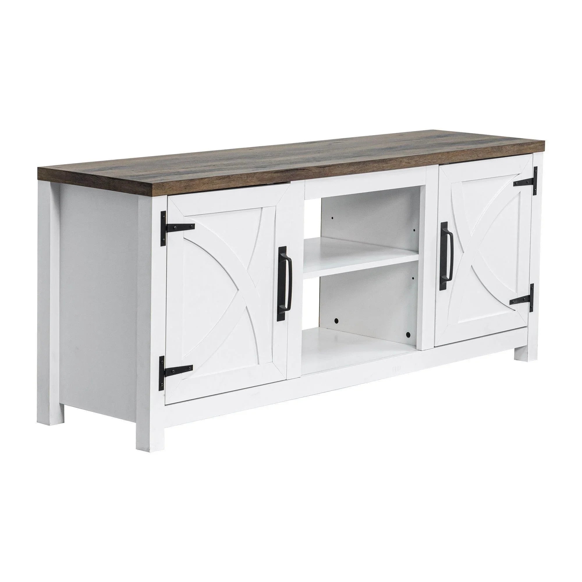 147cm/58" Recessed Electric Fireplace TV Stand with Closed Storage, Storage Cabinet with Adjustable Shelves, Fits Up to 65" TVs