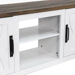 147cm/58" Recessed Electric Fireplace TV Stand with Closed Storage, Storage Cabinet with Adjustable Shelves, Fits Up to 65" TVs