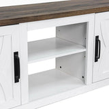 147cm/58" White TV Stand with Closed Storage, Storage Cabinet with Adjustable Shelves, Fits Up to 65" TVs