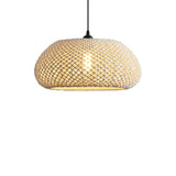 White Woven Rope Flush Ceiling Light - Net-Weave Design for Minimalist & Boho Spaces