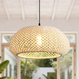 White Woven Rope Flush Ceiling Light - Net-Weave Design for Minimalist & Boho Spaces