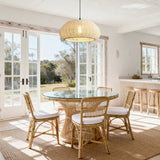 White Woven Rope Flush Ceiling Light - Net-Weave Design for Minimalist & Boho Spaces