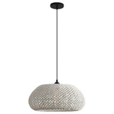 White Woven Rope Flush Ceiling Light - Net-Weave Design for Minimalist & Boho Spaces