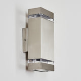 Moderne LED-Außenwandleuchte in mattem Nickel 