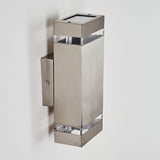 Moderne LED-Außenwandleuchte in mattem Nickel 