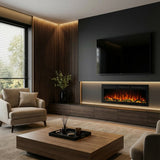 Cheminée électrique murale Pro Media EF50R de 1270 mm 50" avec 13 couleurs de flammes, cheminée électrique encastrable avec télécommande 750/1500W 