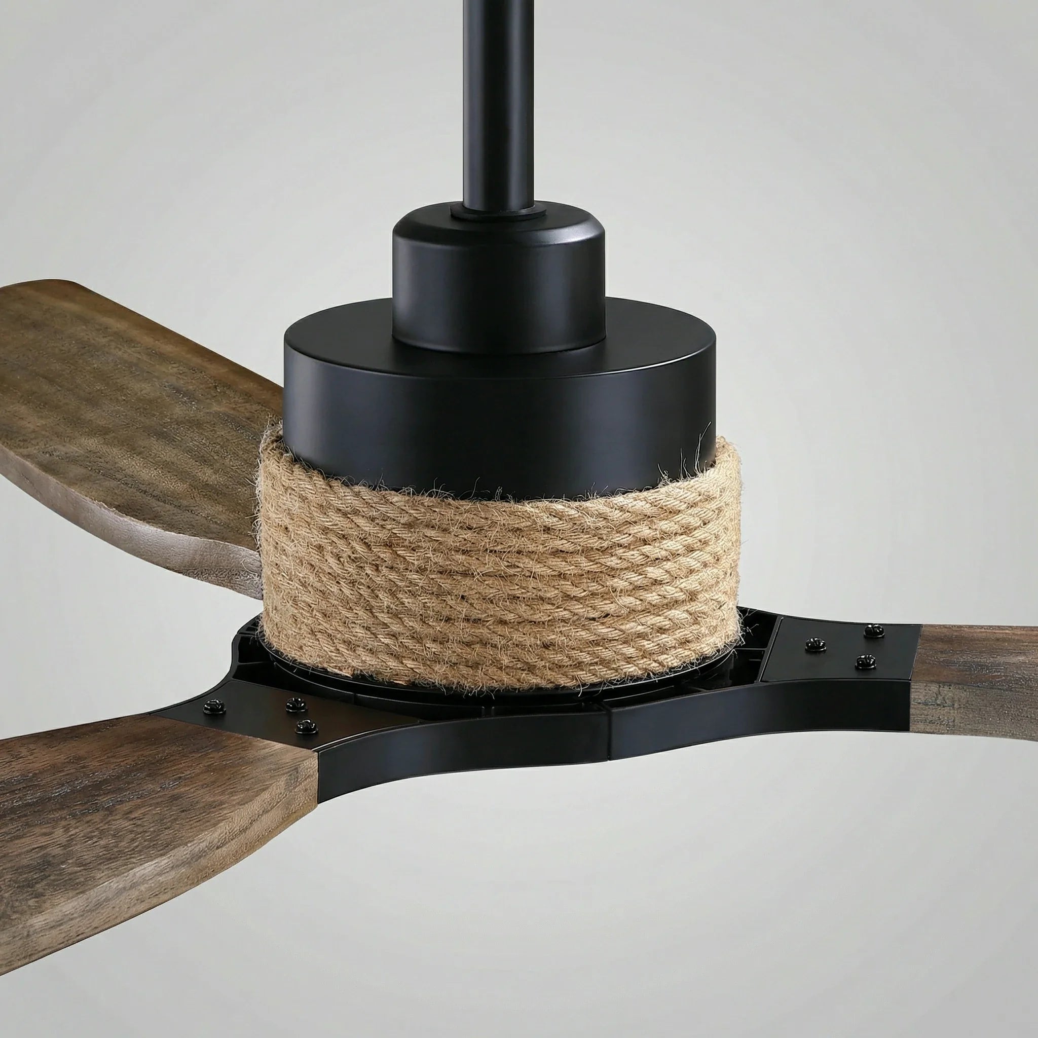 Louise Matte Black Ceiling Fan Ø142 cm with LED Light and 100% Solid Wood Blades
