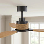 Louise Black/Natural Wood Ceiling Fan Ø142 cm with 100% Solid Wood Blades