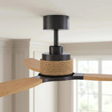 Louise Black/Natural Wood Ceiling Fan Ø142 cm with 100% Solid Wood Blades