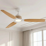Louise White/Natural Wood Ceiling Fan Ø142 cm with 100% Solid Wood Blades