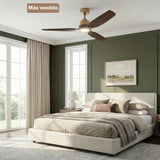 Louise Soft Brass Ceiling Fan Ø142 cm with LED Light and 100% Solid Wood Blades