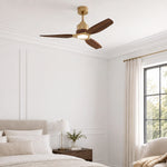 Louise Soft Brass Ceiling Fan Ø142 cm with LED Light and 100% Solid Wood Blades
