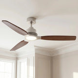 Louise Brushed Nickel/Dark Walnut Ceiling Fan Ø142 cm with 100% Solid Wood Blades