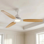 Louise White/Natural Wood Ceiling Fan Ø142 cm with 100% Solid Wood Blades
