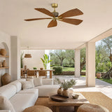 Palma Deckenventilator Ø 142 cm mit IP66-Zertifizierung und skulpturalen Palmenblatt-artigen Flügeln