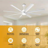 72 Inch Daugava Modern Downrod Mount Smart Fan with LED Light