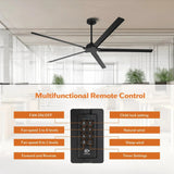 72 Inch 84 Inch Winni All-Aluminum IPX4 Outdoor Ceiling Fan with Remote Control