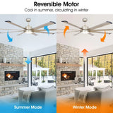 72" Bankston Modern Satin Nickel DC Motor Downrod Mount Ceiling Fan with LED Lighting and Remote Control