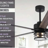 65" Modern Reversible Ceiling Fan with Lighting and Remote Control