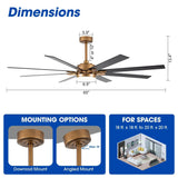 65" Balachandran Industrial DC Motor Downrod Mount Ceiling Fan with LED Lighting and Remote Control