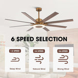 65" Godavari Industrial Downrod Mount Reversible Ceiling Fan with LED Lighting and Remote Control