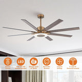 65" Godavari Industrial Downrod Mount Reversible Ceiling Fan with LED Lighting and Remote Control