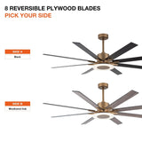 65" Godavari Industrial Downrod Mount Reversible Ceiling Fan with LED Lighting and Remote Control