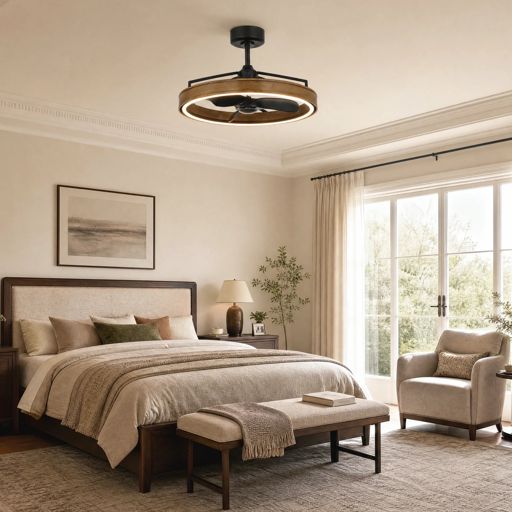 BEXLEY Ceiling Fan Ø69 cm with LED Light and Hidden Blades