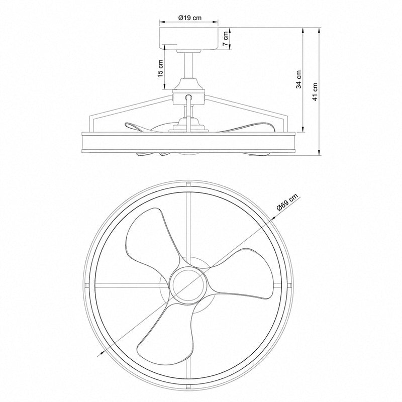 BEXLEY Ceiling Fan Ø69 cm with LED Light and Hidden Blades