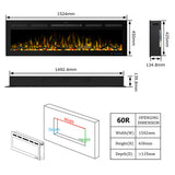 1067mm 42" EF42R Pro Built-In or Wall Mounted Electric Fire with 13 Flame Colors and Remote Control 750/1500W