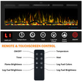 1067mm 42" EF42R Pro Built-In or Wall Mounted Electric Fire with 13 Flame Colors and Remote Control 750/1500W