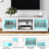 168cm White LED TV Stand with Electric Fire Fits Up to 75" TVs with LED Shelf Lighting