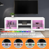 168cm White LED TV Stand with Electric Fire Fits Up to 75" TVs with LED Shelf Lighting