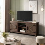147cm/58" Brown TV Stand with Closed Storage, Storage Cabinet with Adjustable Shelves, Fits Up to 65" TVs