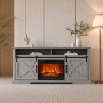 173cm/68" Farmhouse Grey TV Stand with 23" Electric Fireplace Inset