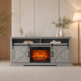 173cm/68" Farmhouse Grey TV Stand with 23" Electric Fireplace Inset