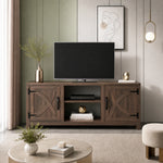 147cm/58" Brown TV Stand with Closed Storage, Storage Cabinet with Adjustable Shelves, Fits Up to 65" TVs