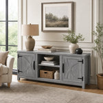 147cm/58" Grey TV Stand with Closed Storage, Storage Cabinet with Adjustable Shelves, Fits Up to 65" TVs