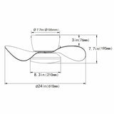 Almaga geräuschloser Deckenventilator 61 cm (24”) mit LED-Licht 
