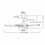 Ella Silent Deckenventilator 106 cm (42") mit 5 Flügeln und LED-Licht 