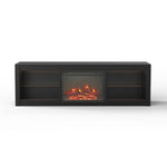 168cm/66" Black LED TV Stand with Electric Fire Fits Up to 75" TVs with LED Shelf Lighting