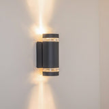 Zeitgenössische anthrazitfarbene LED-Außenwandleuchte 