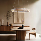 Elegante Ringo-Pendelleuchte aus Travertin, Ø 40 cm, LED-Deckenleuchte aus Naturstein 