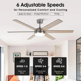 60" Volga DC Motor 6 Blades Modern Downrod Mount Ceiling Fan with Remote Control