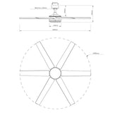 60" Volga DC Motor 6 Blades Modern Downrod Mount Ceiling Fan with Remote Control