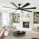 72 Inch Elbe Modern Downrod Mount Ceiling Fan with Light and Remote Control