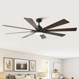 72 Inch Elbe Modern Downrod Mount Ceiling Fan with Light and Remote Control