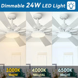 72 Inch Elbe Modern Downrod Mount Ceiling Fan with Light and Remote Control