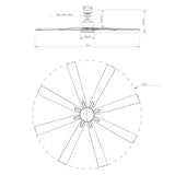 72 Inch Elbe Modern Downrod Mount Ceiling Fan with Light and Remote Control